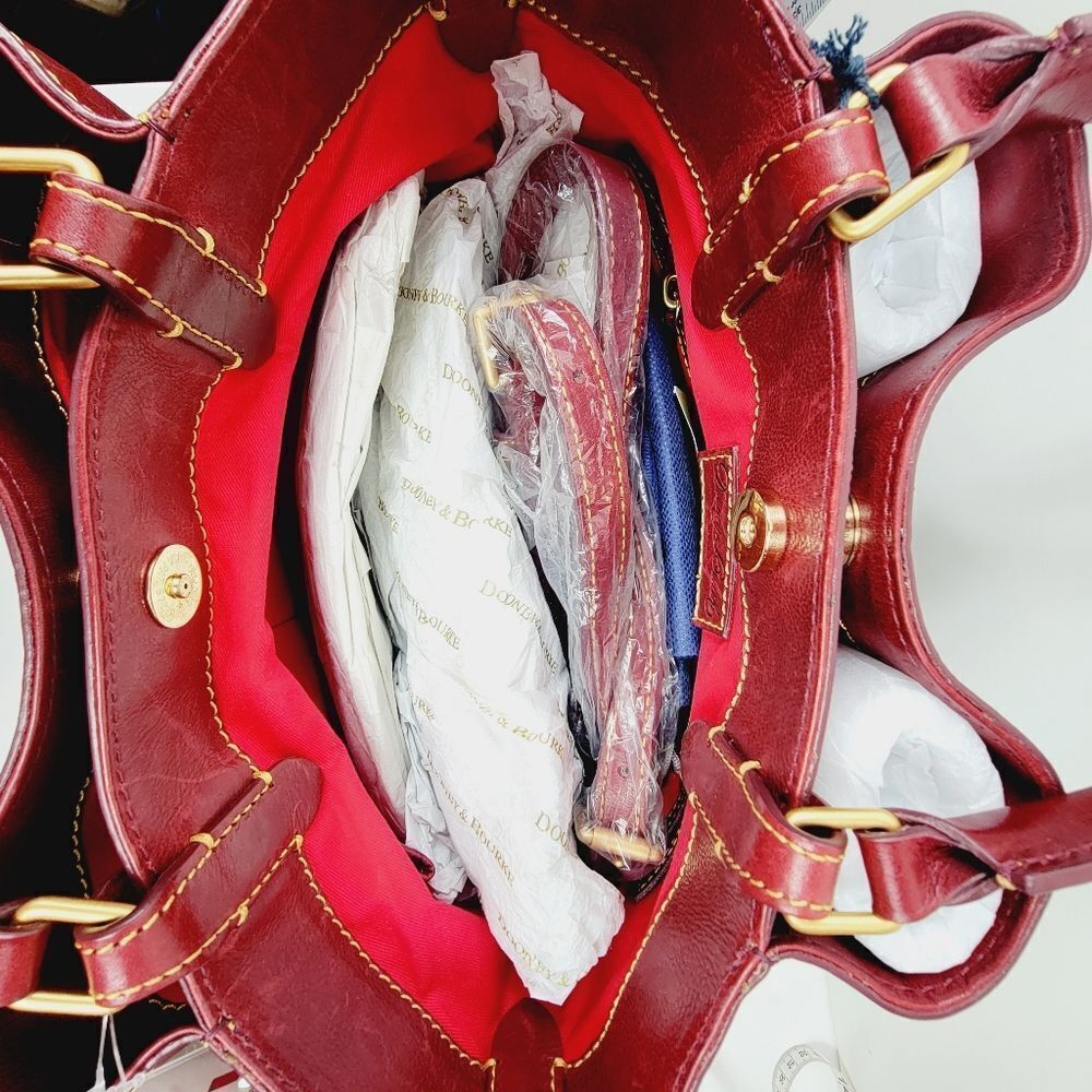 Dooney & Bourke Florentine Barlow Bucket Crossbody Bag Dark Red NWT $548 - Picture 7 of 15